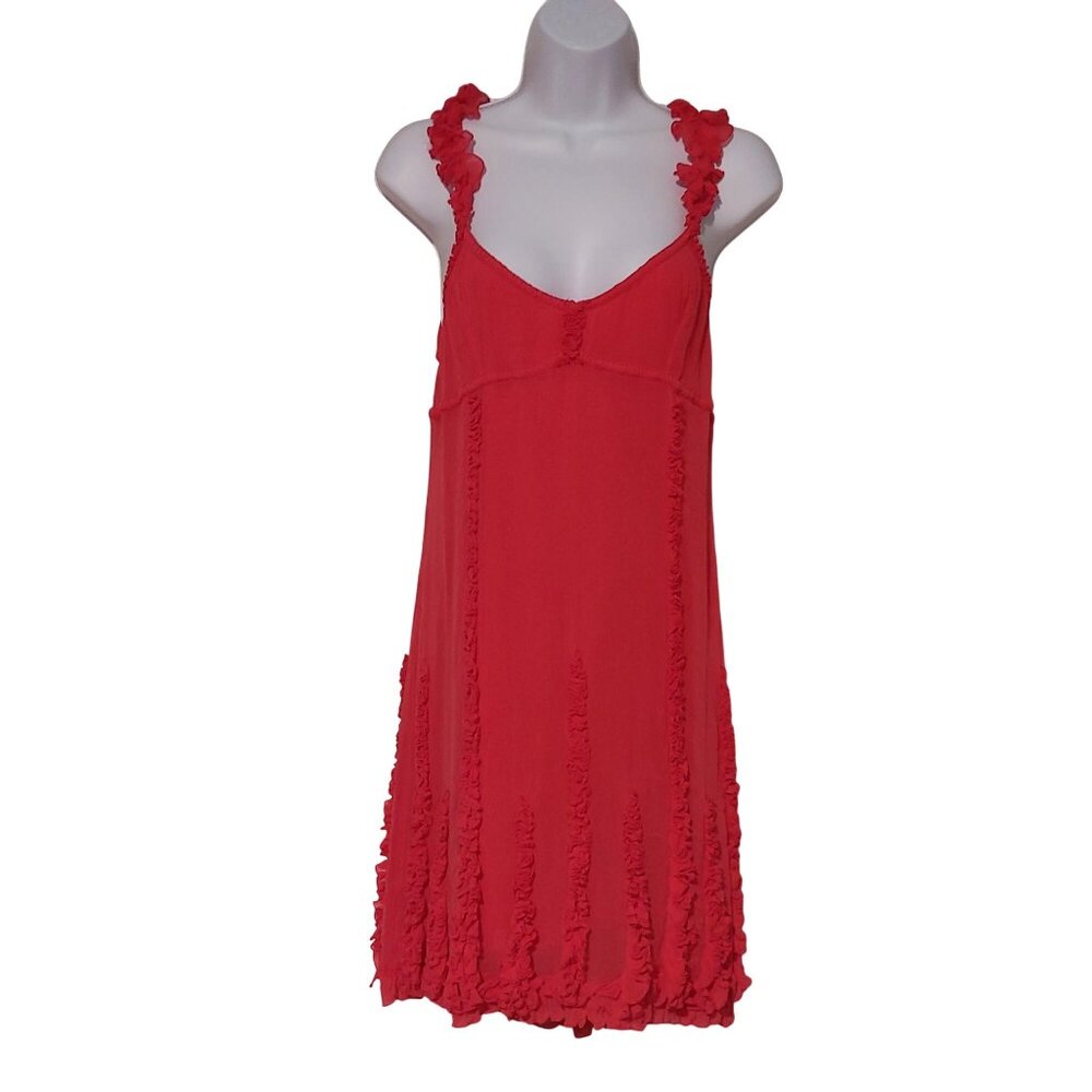 Yoana Baraschi Coral Ruffle Babydoll Y2K Silk Mini Dress S